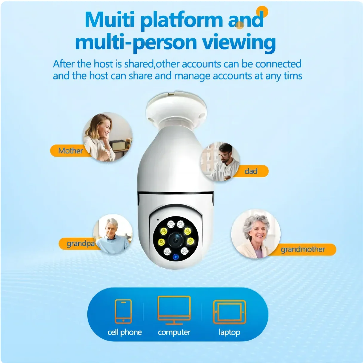 Full Color Night Vision 5G Bulb E27 Surveillance Camera Automatic Human Tracking Zoom Indoor Security Monitor Wifi Camera