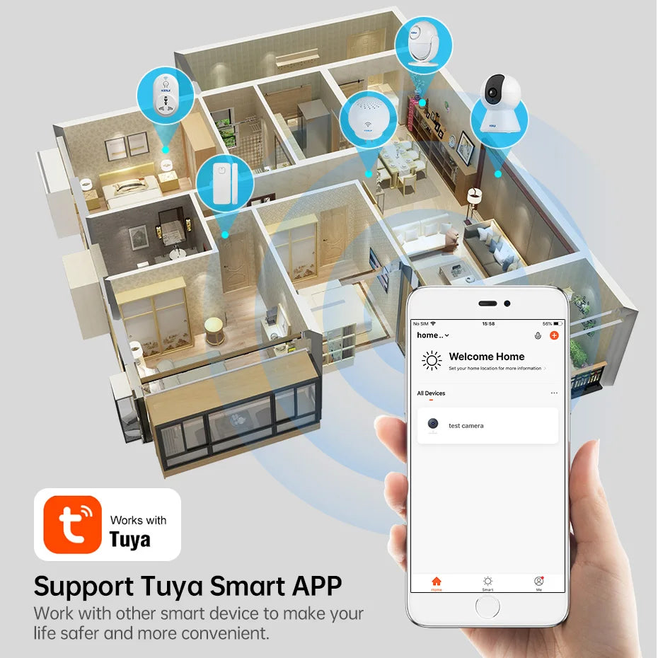 KERUI Mini Indoor Wireless 5MP Tuya Smart WiFi IP Camera Home Security CCTV Surveillance Camera With Auto Tracking Onvif