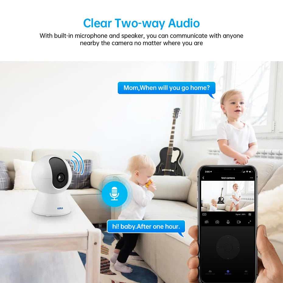 KERUI Mini Indoor Wireless 5MP Tuya Smart WiFi IP Camera Home Security CCTV Surveillance Camera With Auto Tracking Onvif