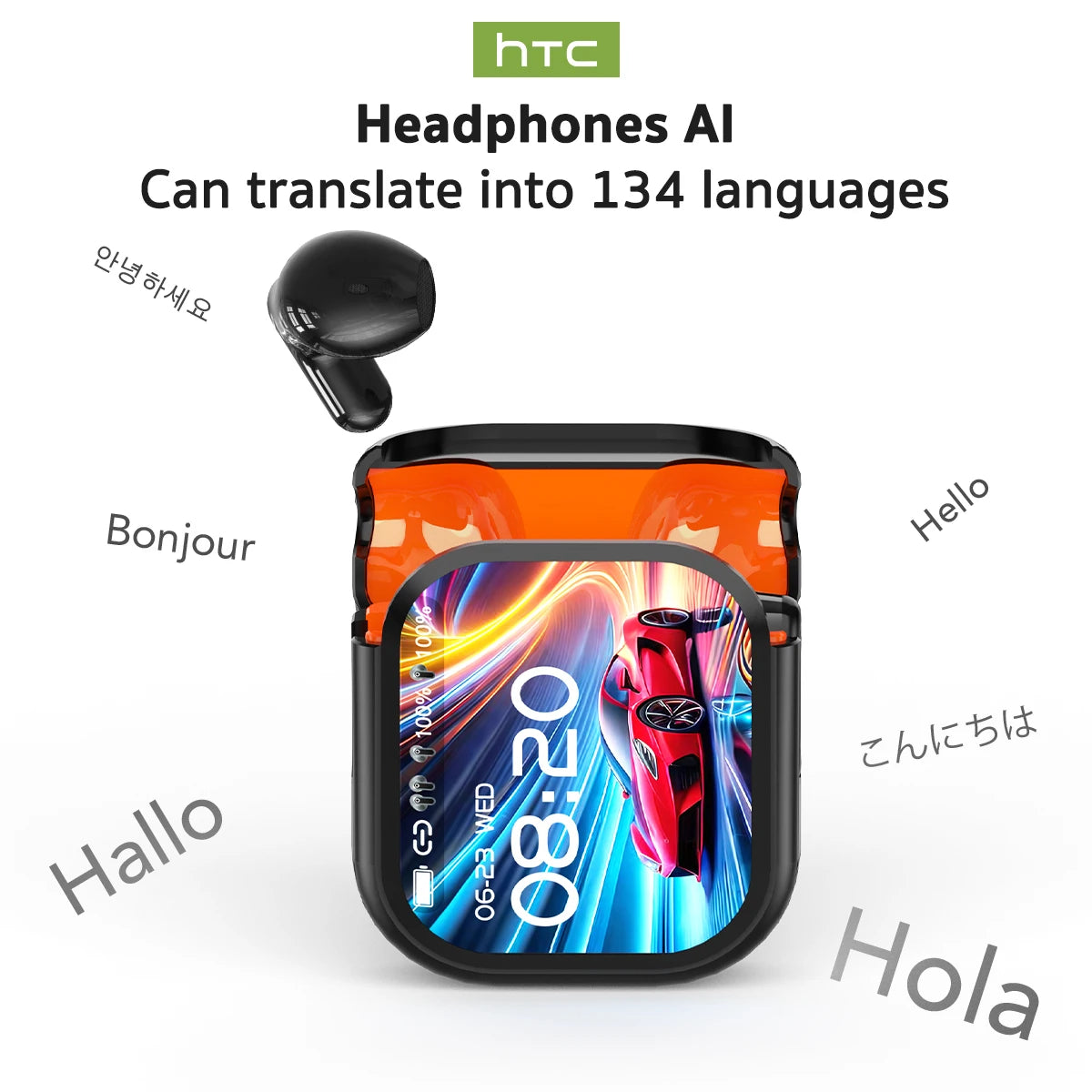 HTC NE20 Earphones Bluetooth V6 TWS Sports Wireless Headphones AI Translator Earbud In-Ear Noise Reduction Mic
