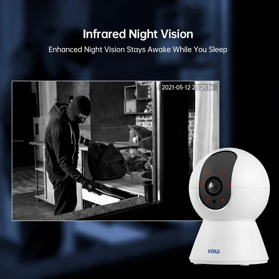 KERUI Mini Indoor Wireless 5MP Tuya Smart WiFi IP Camera Home Security CCTV Surveillance Camera With Auto Tracking Onvif
