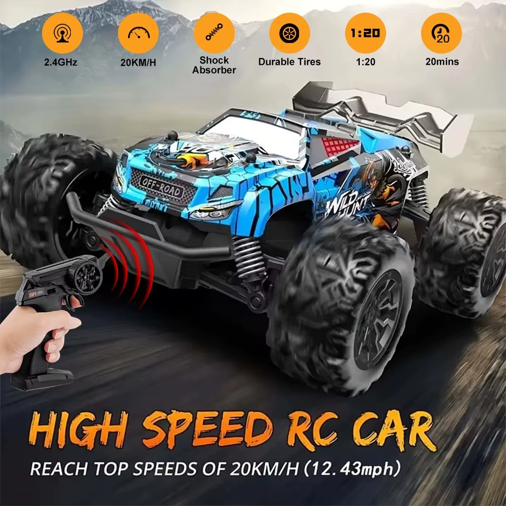 High-speed Professional Racing Car with LED Light Off-Road 2.4G Remote Control Drift Four-wheel Drive Car Toy for Kids