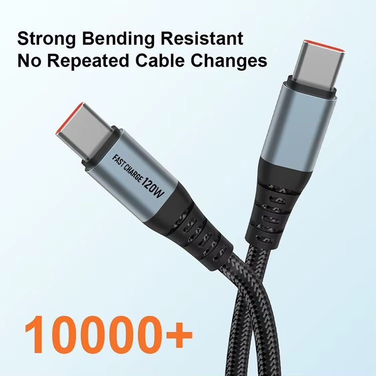 120W USB C to USB C Charger Cable Nylon Braided Type C Fast Charging Data Cable for iPhone 16 15 Pro Max Plus iPad MacBook