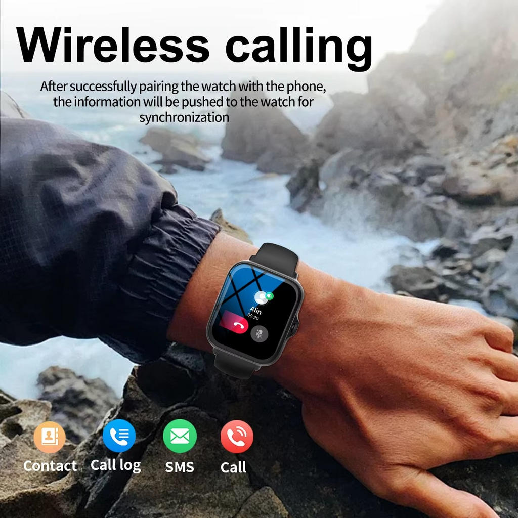 Smart watch with full touch screen, call, message reminder, music control and other functions, compatible with iPhone/android