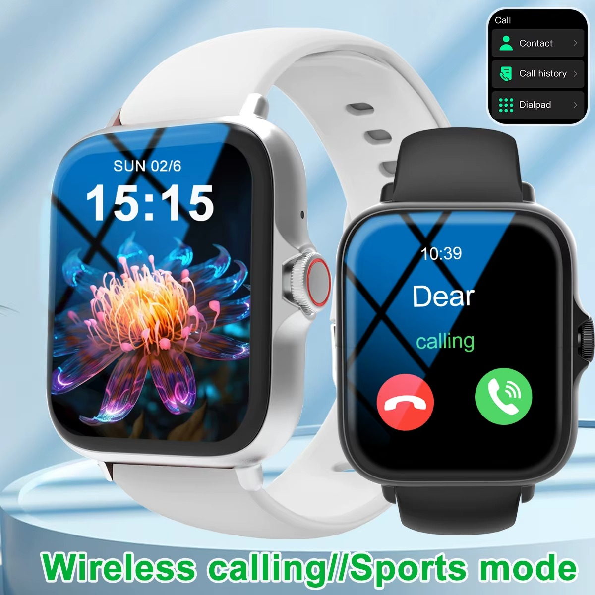 Smart watch with full touch screen, call, message reminder, music control and other functions, compatible with iPhone/android