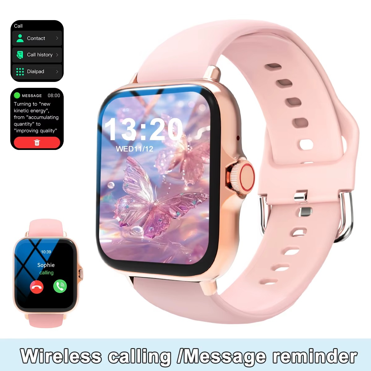 Smart watch with full touch screen, call, message reminder, music control and other functions, compatible with iPhone/android