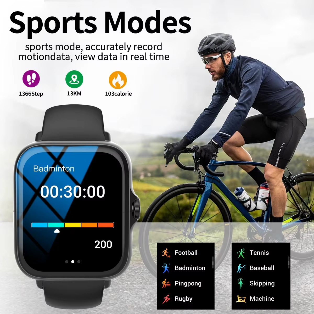 Smart watch with full touch screen, call, message reminder, music control and other functions, compatible with iPhone/android
