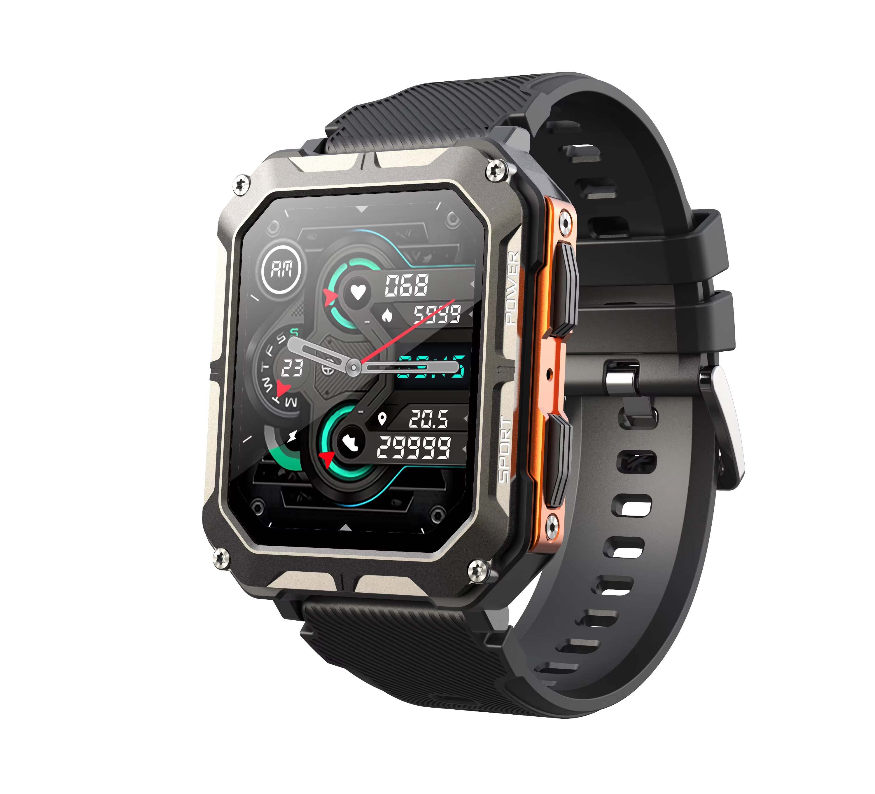 C20Pro Sports Smart Watch Men Bluetooth Call Smartwatch IP68 Waterproof Multi Sports Mode Health Monitoring Military Smartwatch
