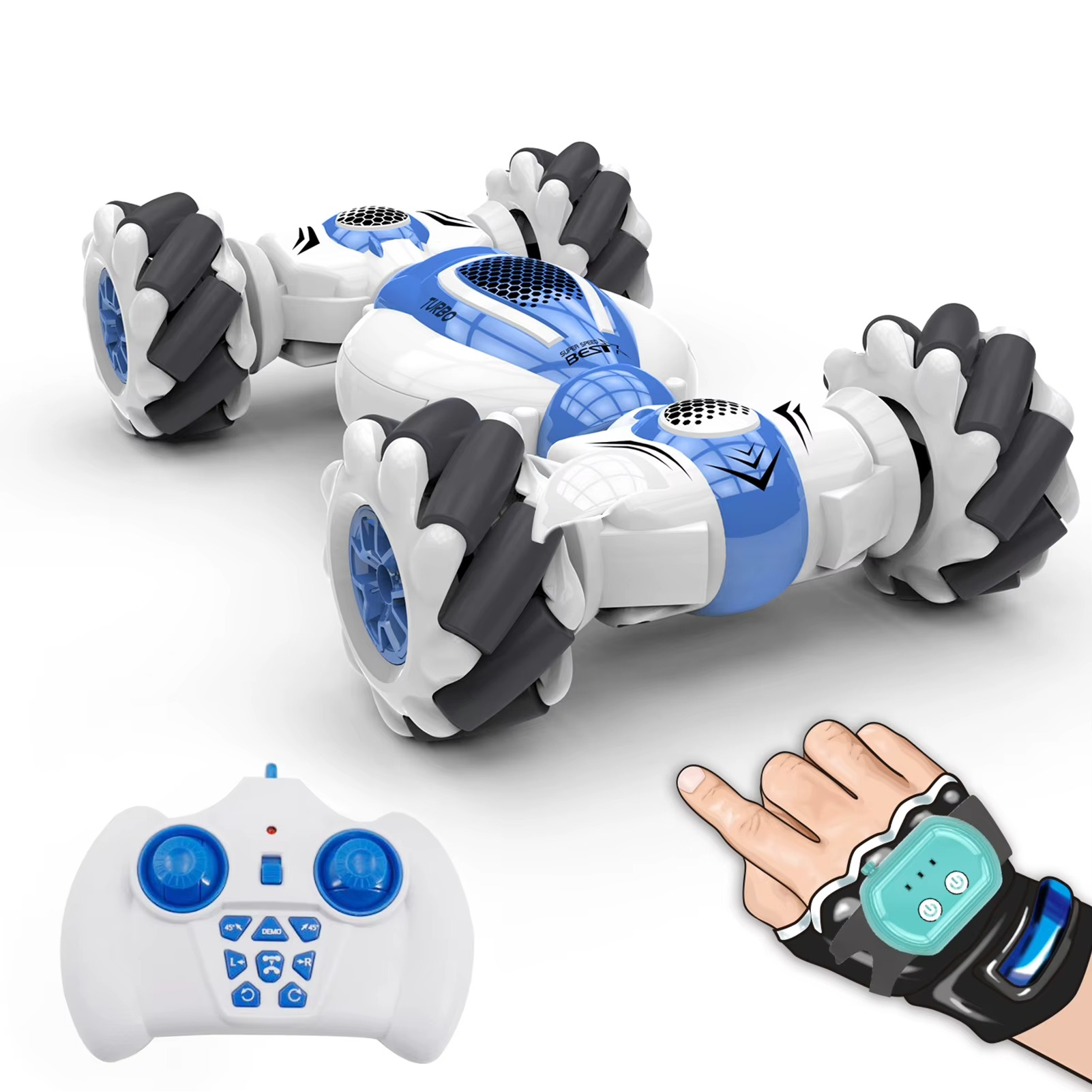 RC Stunt Car S-012 Remote Control Watch Gesture Sensor Deformable Electric Toy Cars All Terrain Speed 2.4GHz 4WD 360°Rotation