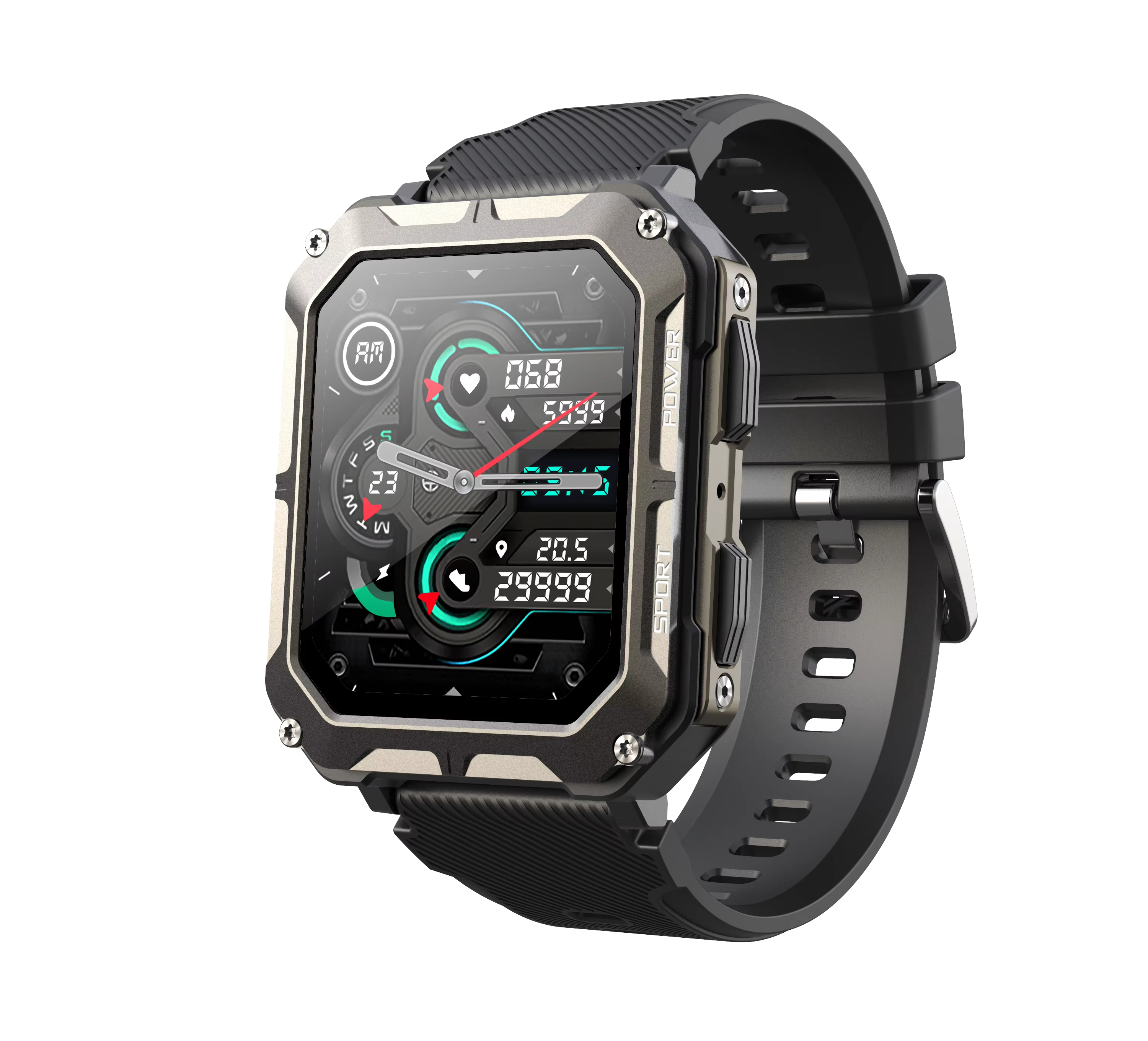 C20Pro Sports Smart Watch Men Bluetooth Call Smartwatch IP68 Waterproof Multi Sports Mode Health Monitoring Military Smartwatch